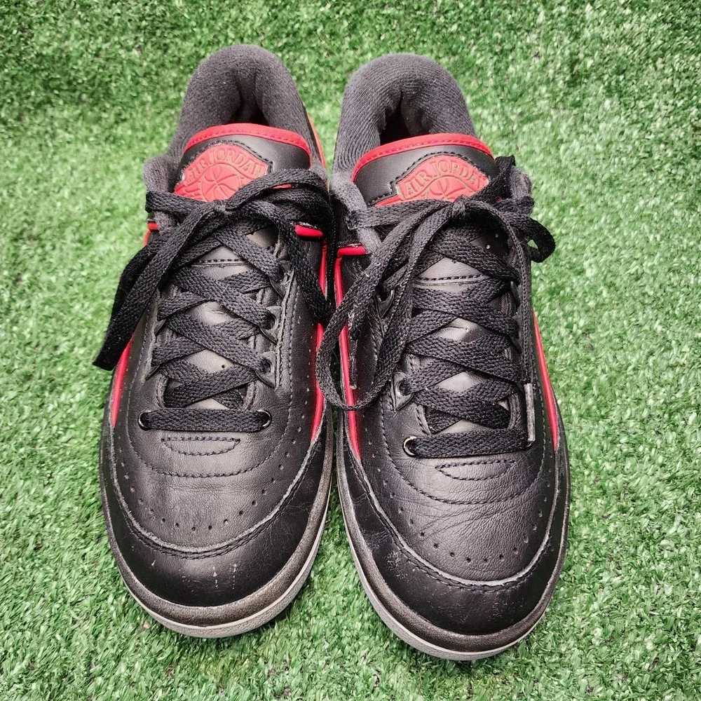 Nike Youth Size 4Y Air Jordan 2 Retro Low Black Fire Red Shoes FJ6869-006